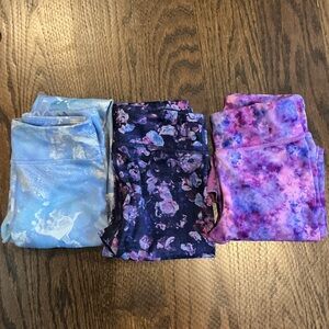 Athleta Kids Leggings Trio - Light Blue, Dark Purple, Pink
